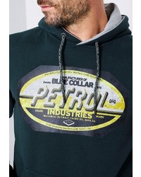 dunkelgrüner bedruckter Pullover mit einem Kapuze von Petrol Industries