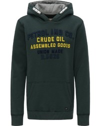 dunkelgrüner bedruckter Pullover mit einem Kapuze von Petrol Industries