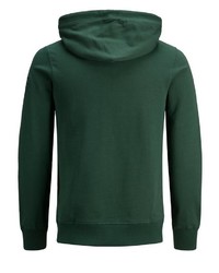 dunkelgrüner bedruckter Pullover mit einem Kapuze von Produkt