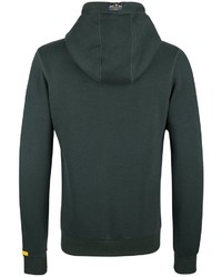 dunkelgrüner bedruckter Pullover mit einem Kapuze von Schmuddelwedda