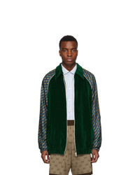 dunkelgrüner bedruckter Pullover mit einem Reißverschluß von Gucci