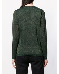 dunkelgrüner bedruckter Pullover mit einem Rundhalsausschnitt von Bella Freud