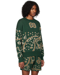 dunkelgrüner bedruckter Pullover mit einem Rundhalsausschnitt von Rhude