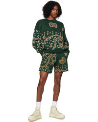 dunkelgrüner bedruckter Pullover mit einem Rundhalsausschnitt von Rhude