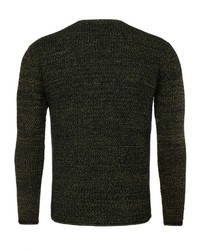 dunkelgrüner bedruckter Pullover mit einem Rundhalsausschnitt von Key Largo