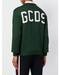 dunkelgrüner bedruckter Pullover mit einem Rundhalsausschnitt von Gcds