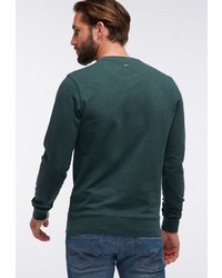 dunkelgrüner bedruckter Pullover mit einem Rundhalsausschnitt von Petrol Industries