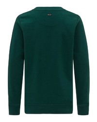 dunkelgrüner bedruckter Pullover mit einem Rundhalsausschnitt von Petrol Industries