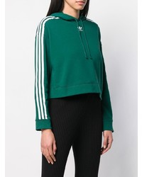dunkelgrüner bedruckter Pullover mit einer Kapuze von adidas