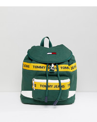 dunkelgrüner bedruckter Rucksack von Tommy Jeans