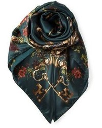 dunkelgrüner bedruckter Schal von Dolce & Gabbana
