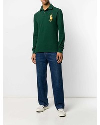 dunkelgrüner bestickter Polo Pullover von Polo Ralph Lauren