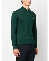 dunkelgrüner bestickter Polo Pullover von Polo Ralph Lauren