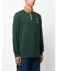 dunkelgrüner bestickter Polo Pullover von Polo Ralph Lauren