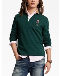 dunkelgrüner bestickter Polo Pullover von Polo Ralph Lauren