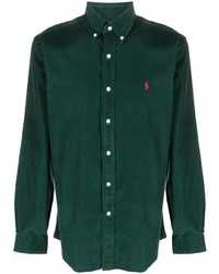 dunkelgrüner bestickter Polo Pullover von Polo Ralph Lauren