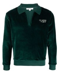 dunkelgrüner bestickter Polo Pullover von Sporty & Rich