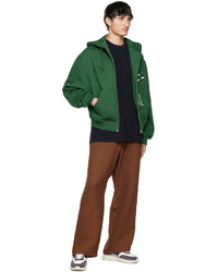 dunkelgrüner bestickter Pullover mit einem Kapuze von Axel Arigato
