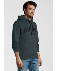 dunkelgrüner bestickter Pullover mit einem Kapuze von Replay