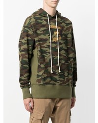 dunkelgrüner Camouflage Pullover mit einem Kapuze von Sankuanz