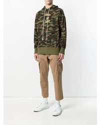 dunkelgrüner Camouflage Pullover mit einem Kapuze von Sankuanz