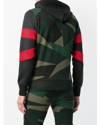 dunkelgrüner Camouflage Pullover mit einem Kapuze von Hydrogen