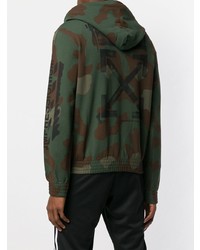 dunkelgrüner Camouflage Pullover mit einem Kapuze von Off-White