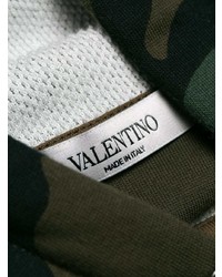 dunkelgrüner Camouflage Pullover mit einem Kapuze von Valentino