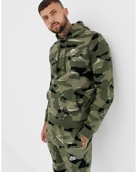 dunkelgrüner Camouflage Pullover mit einem Kapuze von Nike