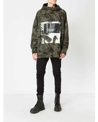 dunkelgrüner Camouflage Pullover mit einem Kapuze von Julius