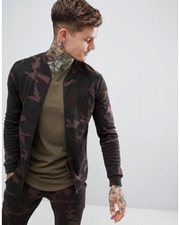 dunkelgrüner Camouflage Pullover mit einem Reißverschluß