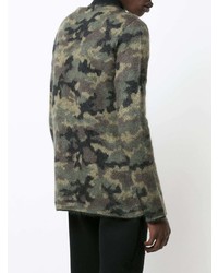 dunkelgrüner Camouflage Pullover mit einem Rundhalsausschnitt von Balmain