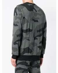 dunkelgrüner Camouflage Pullover mit einem Rundhalsausschnitt von RH45