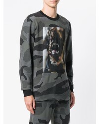 dunkelgrüner Camouflage Pullover mit einem Rundhalsausschnitt von RH45