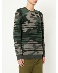 dunkelgrüner Camouflage Pullover mit einem Rundhalsausschnitt von Loveless