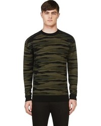 dunkelgrüner Camouflage Pullover mit einem Rundhalsausschnitt von Diesel Black Gold