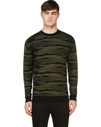 dunkelgrüner Camouflage Pullover mit einem Rundhalsausschnitt von Diesel Black Gold