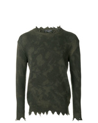 dunkelgrüner Camouflage Pullover mit einem Rundhalsausschnitt von Overcome