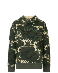 dunkelgrüner Camouflage Pullover mit einer Kapuze