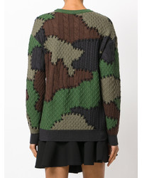 dunkelgrüner Camouflage Pullover von Moschino