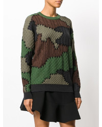 dunkelgrüner Camouflage Pullover von Moschino