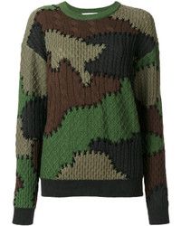 dunkelgrüner Camouflage Pullover von Moschino