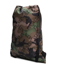 dunkelgrüner Camouflage Rucksack von Valentino