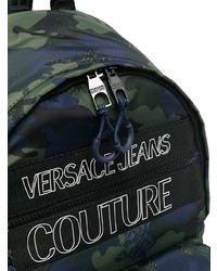 dunkelgrüner Camouflage Segeltuch Rucksack von VERSACE JEANS COUTURE