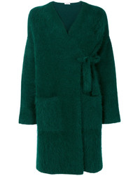 dunkelgrüner flauschiger Mantel