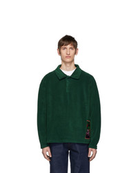 dunkelgrüner Fleece-Polo Pullover