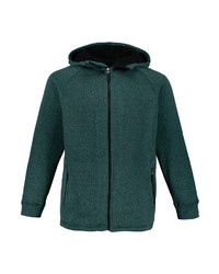 dunkelgrüner Fleece-Pullover mit einem Kapuze von JP1880