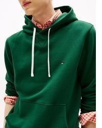 dunkelgrüner Fleece-Pullover mit einem Kapuze von Tommy Hilfiger