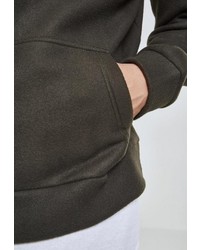 dunkelgrüner Fleece-Pullover mit einem Kapuze von Urban Classics