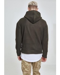 dunkelgrüner Fleece-Pullover mit einem Kapuze von Urban Classics